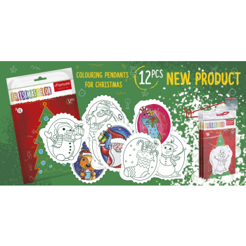 Zestaw 12 bombek choinkowych Kartonowe kolorowanki dla dzieci